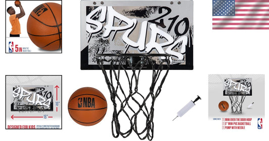 San Antonio Spurs Over the Door Mini Basketball Hoop Set - Indoor Fun for Kids