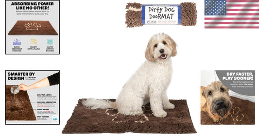 Versatile Super Absorbent Dog Rug - Plush Microfiber Doormat - Almond 35" x 26"