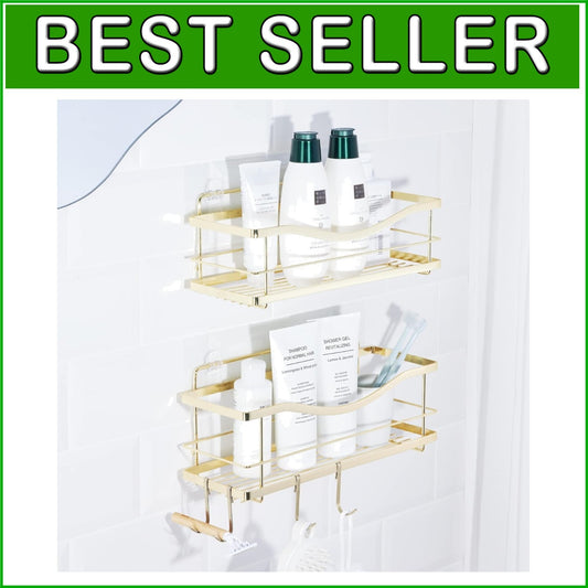 Elegant Gold Stainless Steel Shower Caddy - Self Adhesive Wall Mount Organizer