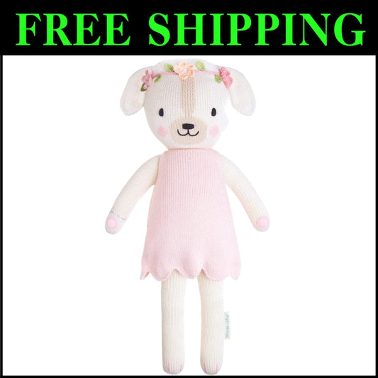 Charlotte The Dog Hand-Knit Doll - 100% Cotton, Fair Trade, 10 Meals Provided