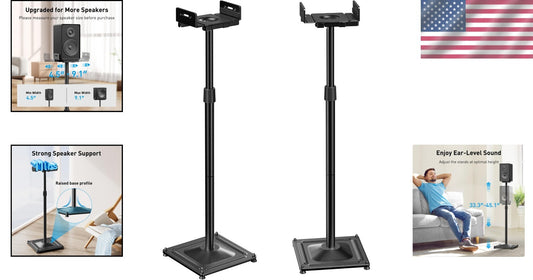 Pair of Adjustable Speaker Stands for Satellite & Bookshelf Speakers, 11LBS