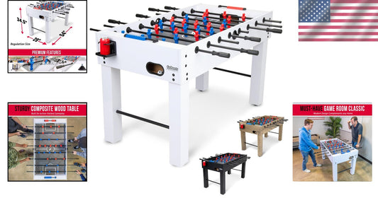 Durable Foosball Table - 54 Inch Full Size with Gloss Finish & 4 Balls Included