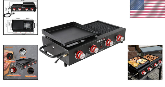 Black 4-Burner Tailgater Grill with Removable Grease Cup - Perfect for Outdoors