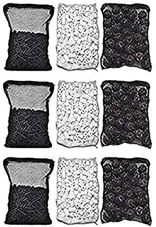 Essential Aquarium Filter Media Triple Pack - Carbon, Bio Balls, Ceramic Ring