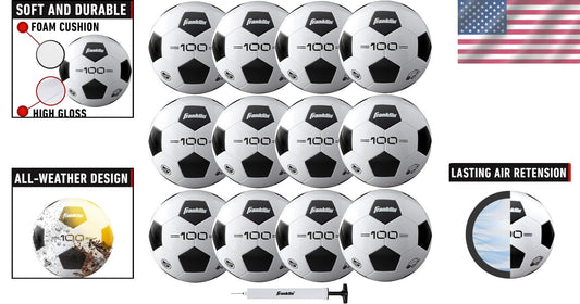 Durable Black & White Soccer Balls - Soft Cover in Sizes 3, 4, 5 - Pump Included