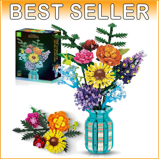 Customizable Flower Bouquet Building Blocks Set - 8 Unique Designs for Any Space