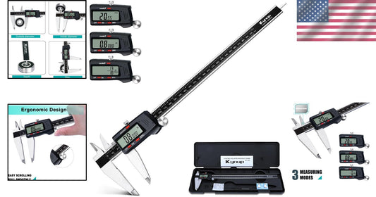 Professional-Grade 12-Inch Digital Caliper - Inch, Metric & Fraction Readings