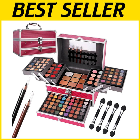Versatile 132 Color Makeup Collection in Multi-Layer Case - Ideal for Teens