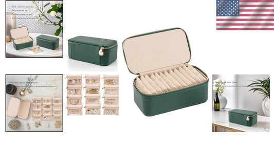 Faux Leather Travel Jewelry Box - 12 Convenient Zipped Pouches for All Jewelry