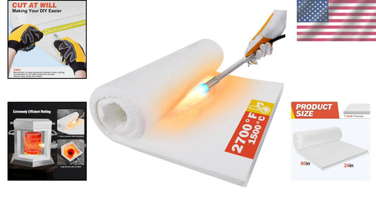 Ceramic Insulation Blanket 60"x24"x1" - Fireproof for Wood Stoves & Pizza Ovens