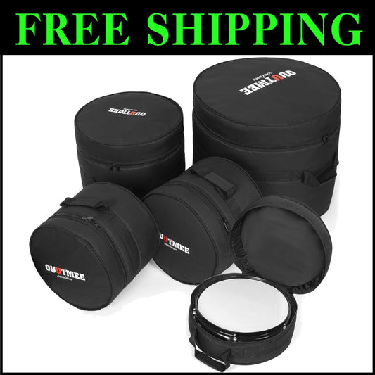 Comprehensive 5-Piece Drum Bag Set with 10mm Padding for Ultimate Protection