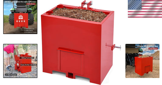 800 lbs Heavy Duty Tractor Ballast Box with Quick Hitch for Category 1 Tractors