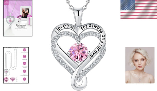 18K Gold-Filled Infinity Heart Necklace with Birthstone - I Love You Jewelry