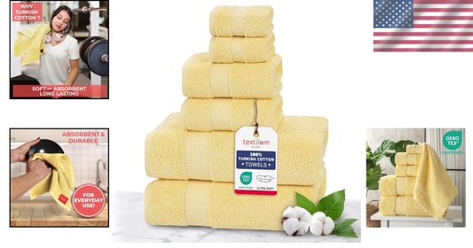 Ultra-Soft 100% Turkish Bath Towel Set - 6 Pcs Includes Hand & Washcloths