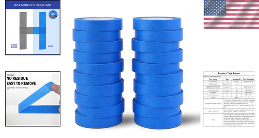 Bulk Blue Painters Tape - 1 Inch Wide, 55 Yards x 20 Rolls for Multiple Projects