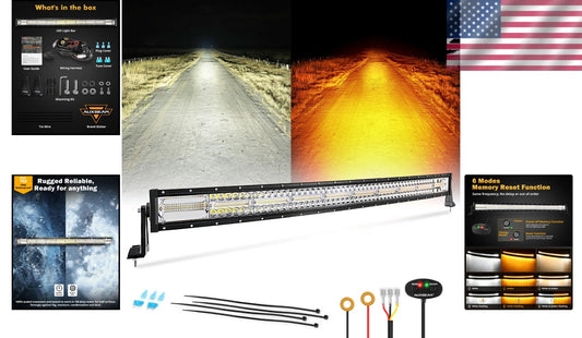 Rugged 240W Off-Road LED Light Bar with Amber & White - 50,000 Hour Lifespan