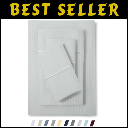 Ultra Soft Sateen Weave King Bed Sheet Set 500 TC - Elegant Blue Blush