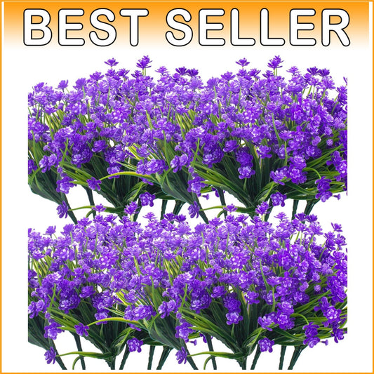 20 Bundles UV Resistant Artificial Flowers - Lifelike Outdoor Decoration in Blue