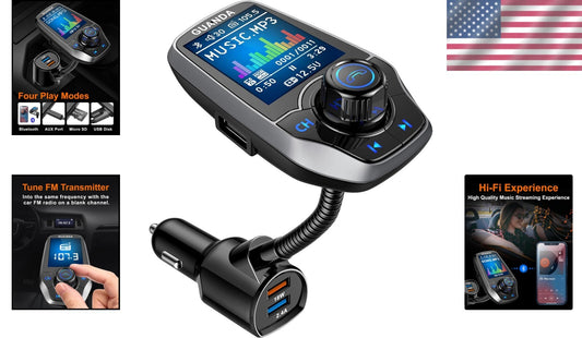 Upgraded Bluetooth FM Transmitter for Car - 1.8" Color Display & Dual USB Cha...