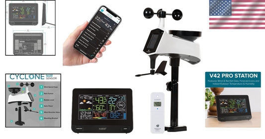 Wireless Temperature and Humidity Weather Monitor with Rain Gauge - Black Finish