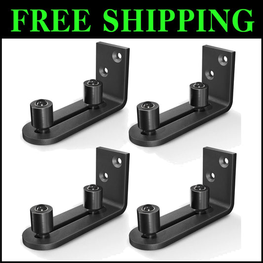 Premium Black Steel Sliding Barn Door Guide with Two Assembly Options - 4 Pcs