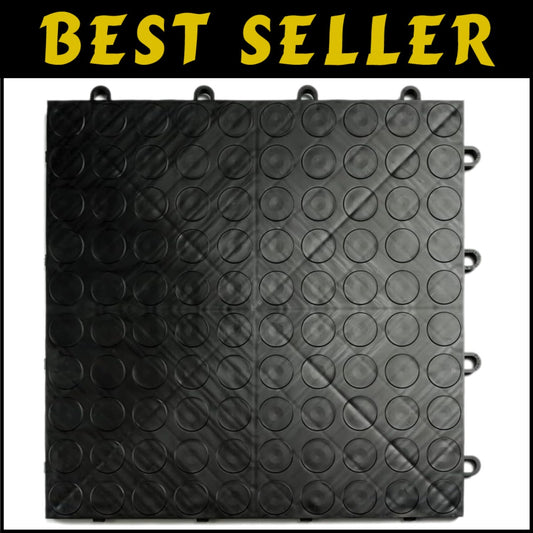 Durable Interlocking Garage Flooring Tiles - 48 Pack Non-Slip Copolymer Black