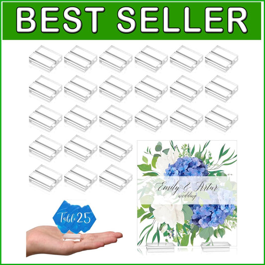 Elegant Acrylic Table Stands - 100 Pack of 1.2 Inch Card Holders for Weddings