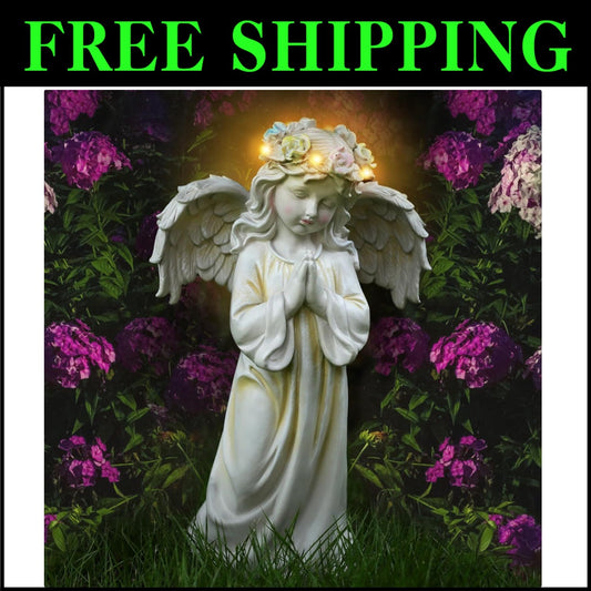 Solar Angel Garden Statue - Waterproof Praying Angel Figurine for Outdoor Decor