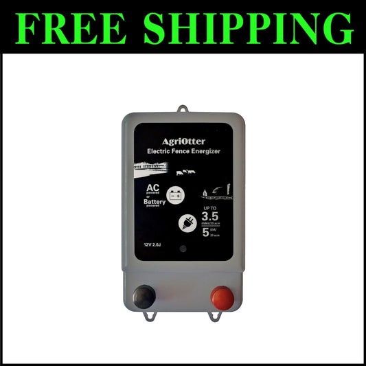 Dual Power Electric Fence Energizer: 10000V 2J Pulse for 20 Acre Protection