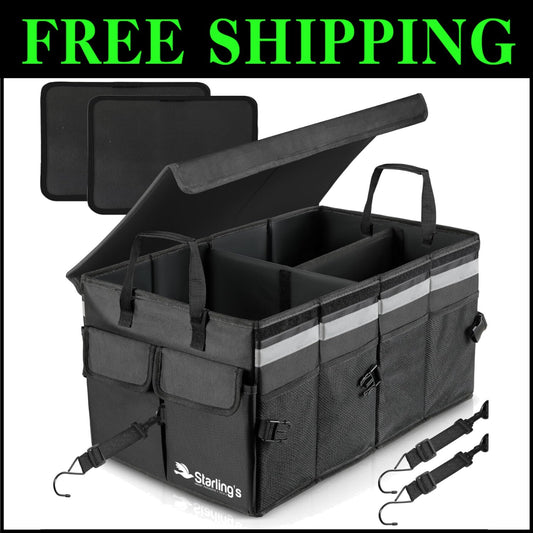 Premium Polyester Car Trunk Storage Organizer - Non-Slip, Insulated, Lightweight