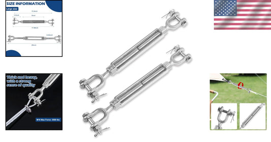 2-Pack Heavy Duty Turnbuckle 5/8" x 9" - 3500 lbs Load Limit, Weather Resistant