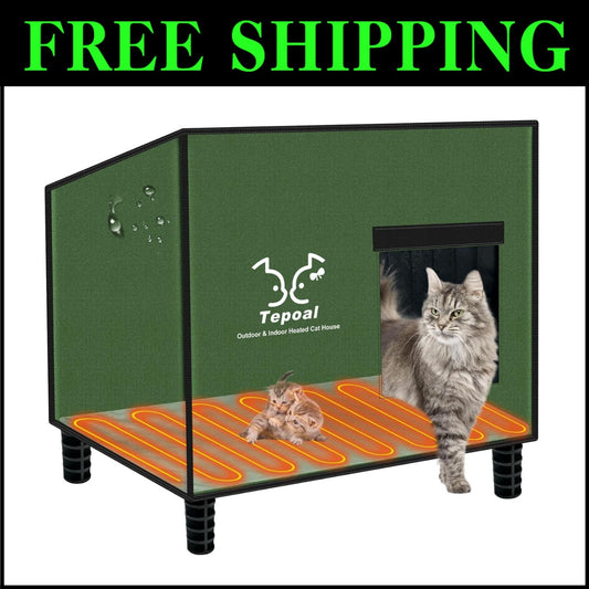 Indestructible Waterproof Cat House - Warm Shelter with Escape Door, 20x16x20