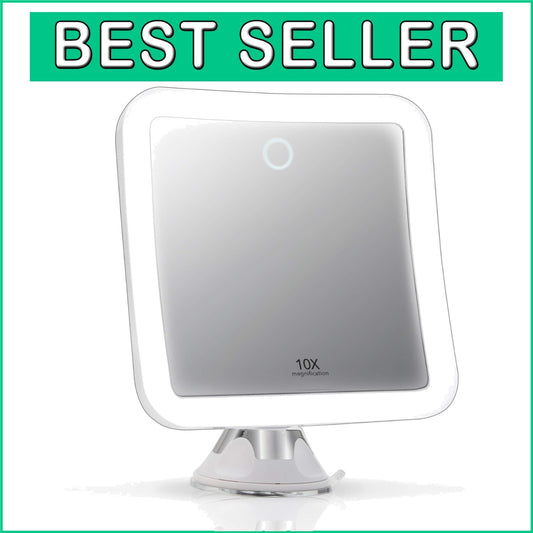 Dimmable Touch Control 10X Magnifying Mirror with 360-Degree Swivel for Easy Use