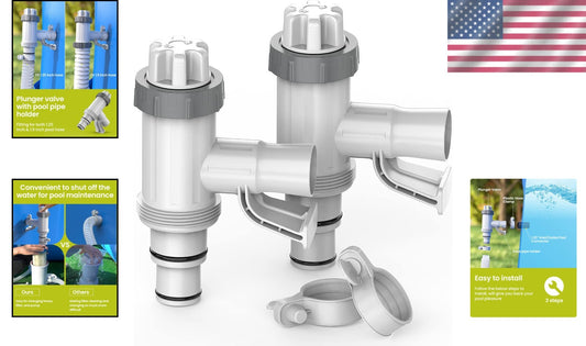 Durable Swimming Pool Hose Adapter with Leak-Proof Plunger Valves - 2 Pack