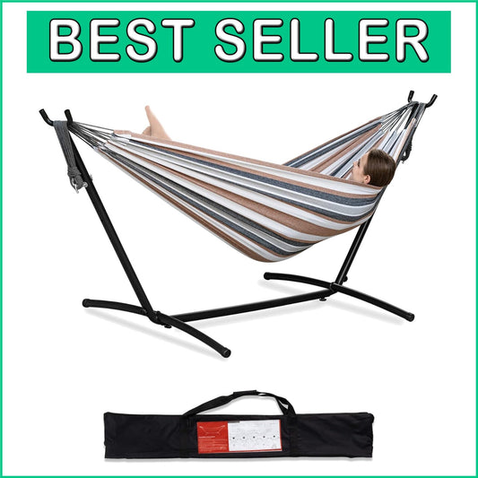 Double Hammock with Steel Stand - 450lb Capacity for Ultimate Outdoor Relaxation