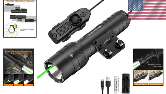 Mlok Tactical Flashlight 1250 Lumens - Rechargeable, Waterproof & Adjustable