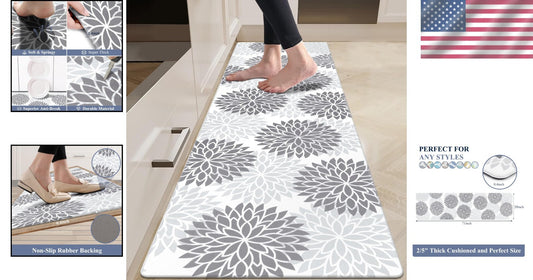 Large 20"x71" Waterproof Kitchen Runner - Cushioned & Slip-Resistant Comfort