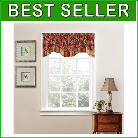 Sophisticated 52"x16" Valance Curtain - Crimson Floral for Bathrooms & Kitchens