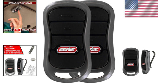 2-Pack Ergonomic 3-Button Garage Door Opener Remotes - Intellicode Compatible