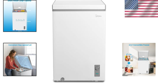 Durable 3.5 Cubic Feet Chest Freezer with Adjustable Legs & Stainless Steel Door