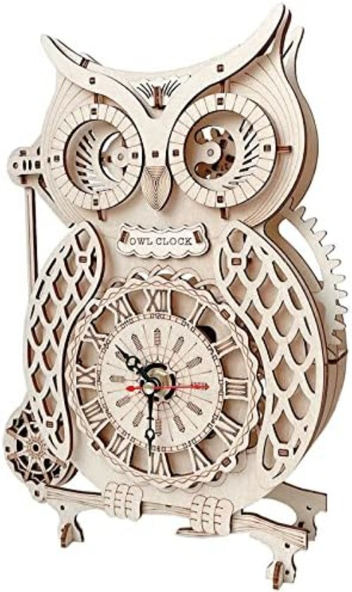 3D Wooden Animal Puzzle Kit - Create a Functional Desk Clock & Art Piece