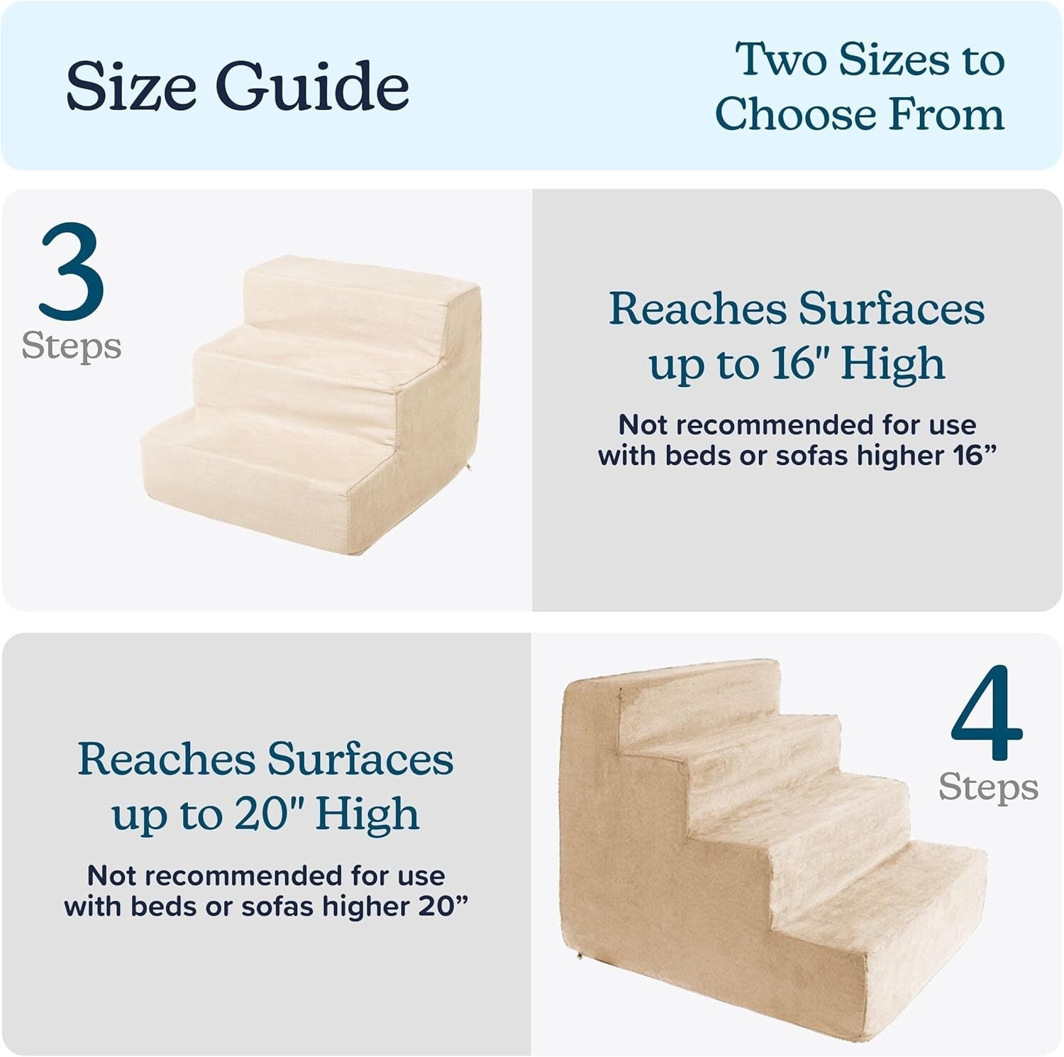 Non-Slip 3-Step Pet Stairs with Machine Washable Cover - Supports 25lbs