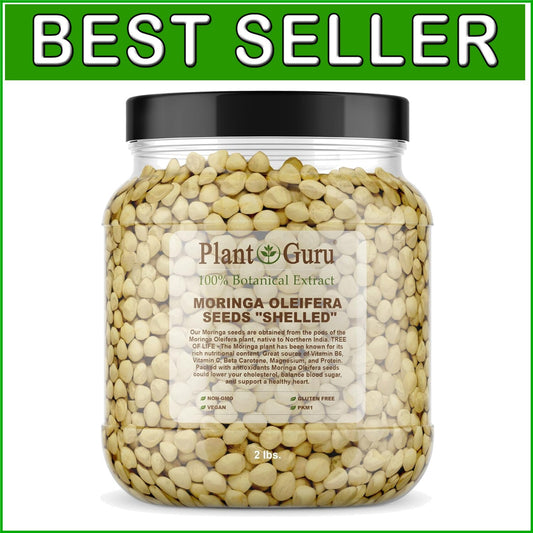 Clean Moringa Seeds - 2 lbs. Wide Mouth Jar - Boosts Energy & Supports Wellness
