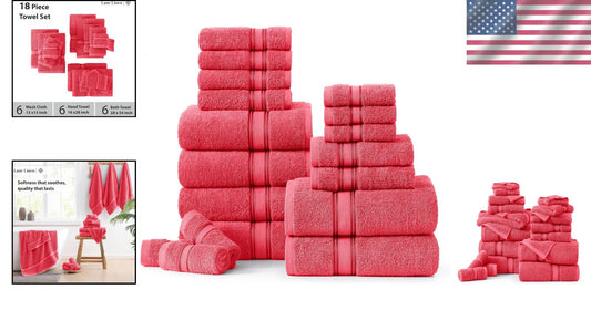 Sumptuous 18-Piece Bath Towel Set - Super Soft & Highly Absorbent Honeysuckle