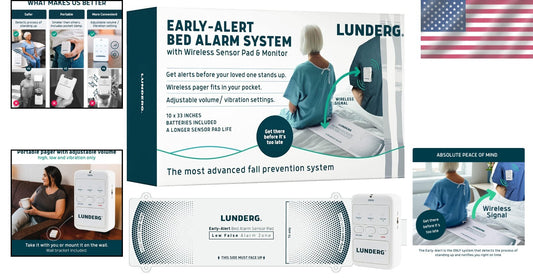 Portable Fall Prevention Bed Alarm for Seniors - Smart Wireless Pager Included