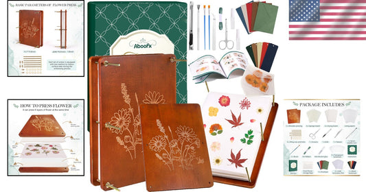 Elegant Wooden Flower Press Kit with Accessories - Unique Crafts for All Ages