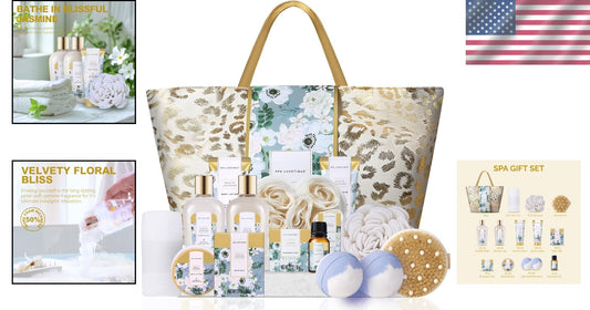 Nourishing Spa Gift Basket for Women - 15-Pc Bath Essentials in Elegant Tote