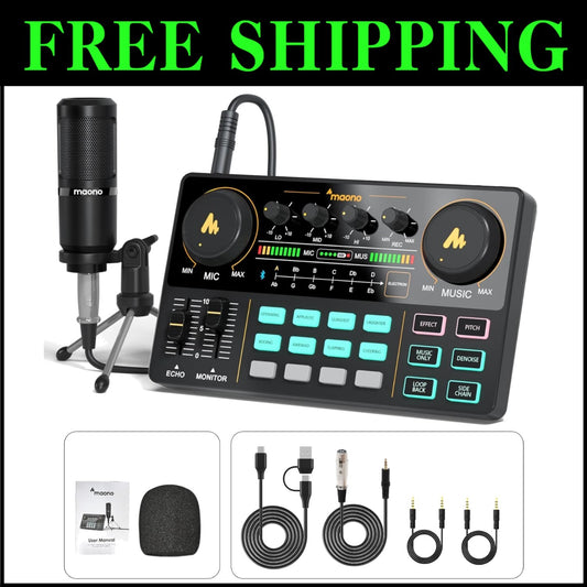Multifunctional Podcast Equipment Bundle: Mixer, Mic, Effects & Live Streaming