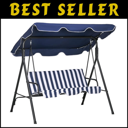 Premium 3-Seat Outdoor Swing Chair - Cushioned & Weather-Resistant with Canopy