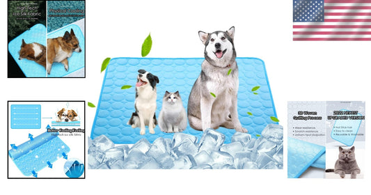 Breathable Washable Cooling Pad for Pets - Large Ice Silk Mat for Summer Comfort